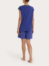 Pigiama corto con stampe in Jersey di Cotone Blu Donna - Ragno