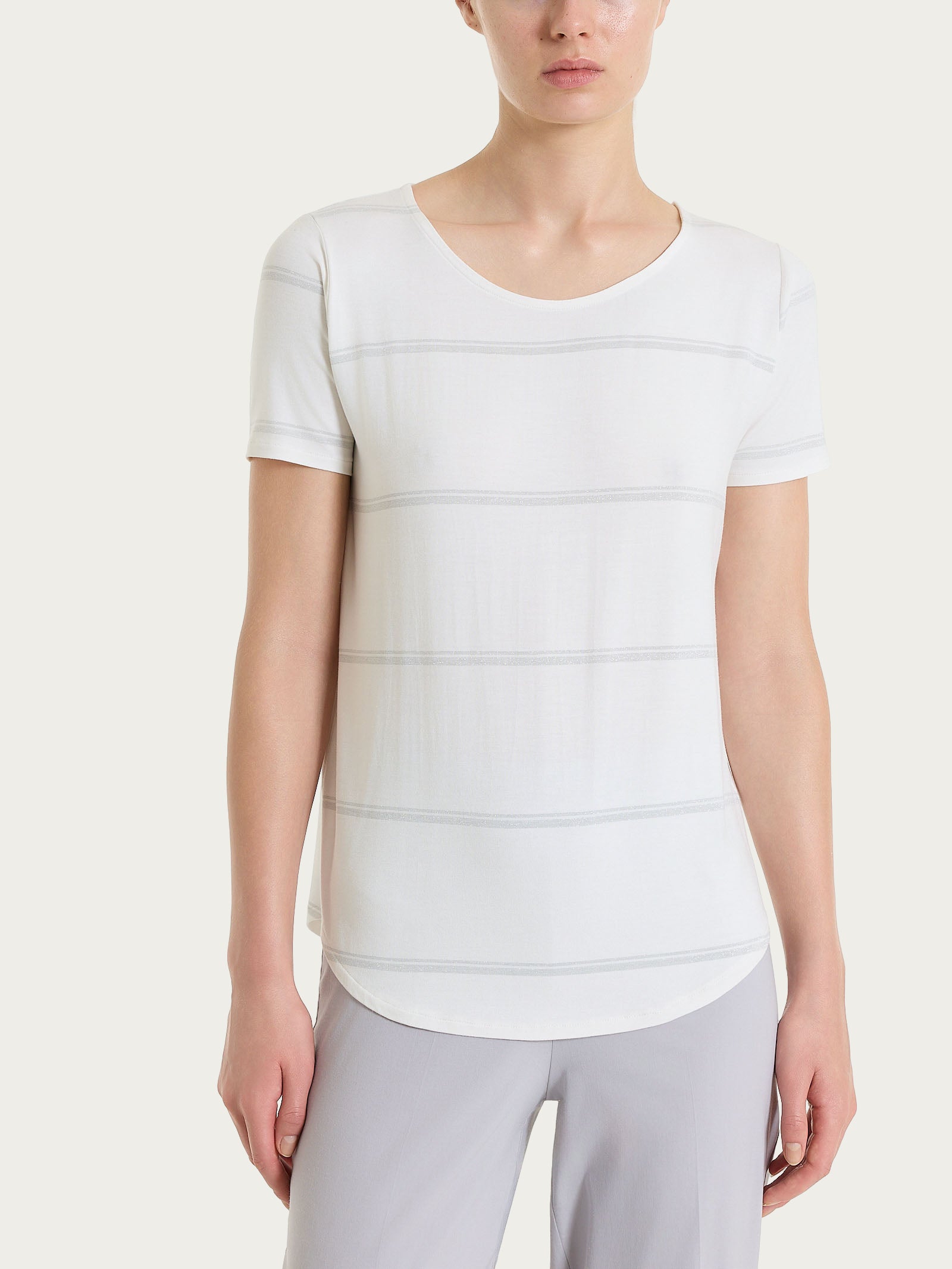 Maglietta a righe in Viscosa Summer e Lurex Bianchi Donna - Ragno