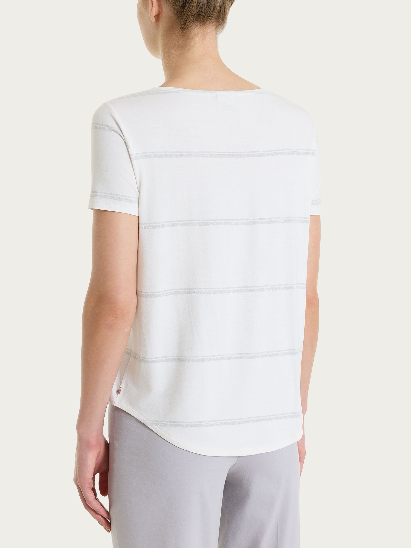 Maglietta a righe in Viscosa Summer e Lurex Bianchi Donna - Ragno