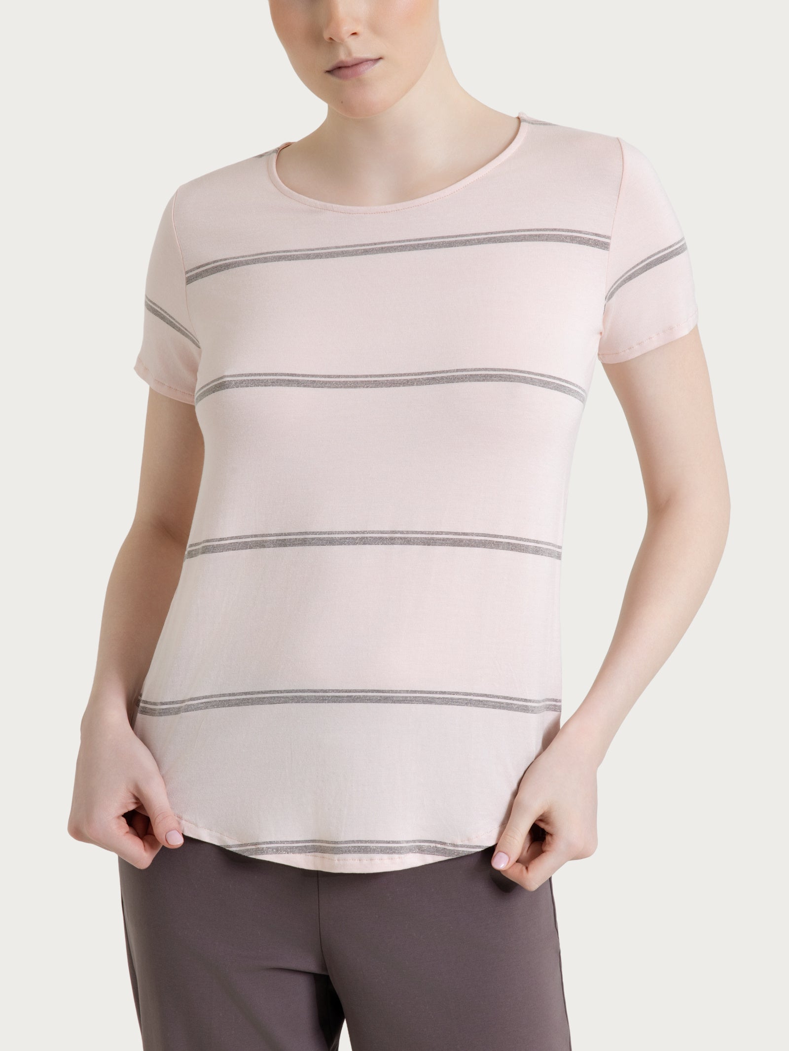 Maglietta a righe in Viscosa Summer e Lurex Rosa Donna - Ragno