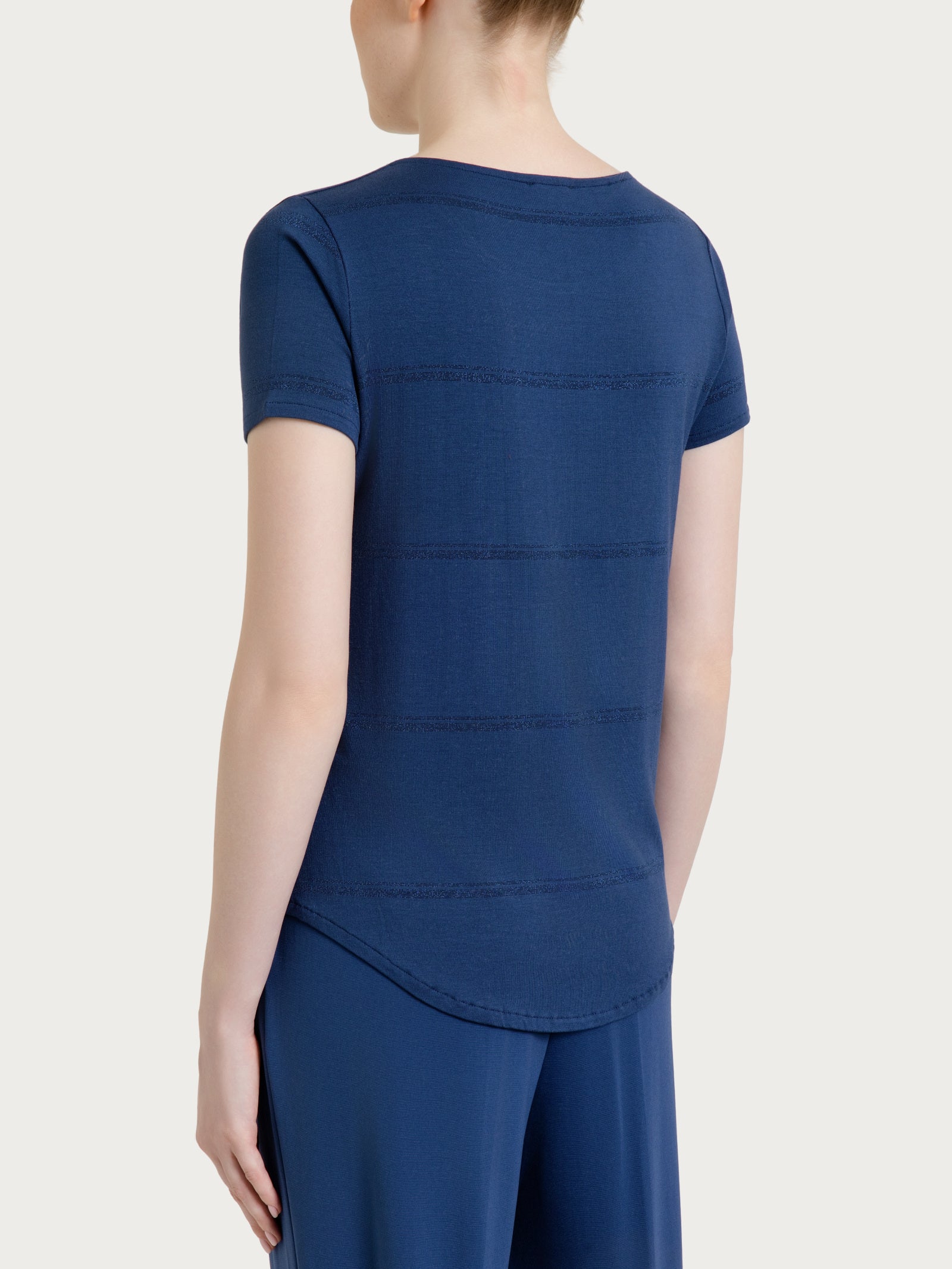 Maglietta a righe in Viscosa Summer e Lurex Blu Donna - Ragno