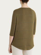 Maglietta a righe con collo a serafino in Viscosa Summer e Lurex Verdi Donna - Ragno