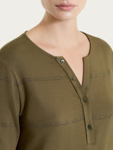 Maglietta a righe con collo a serafino in Viscosa Summer e Lurex Verdi Donna - Ragno