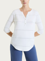 Maglietta a righe con collo a serafino in Viscosa Summer e Lurex Bianchi Donna - Ragno