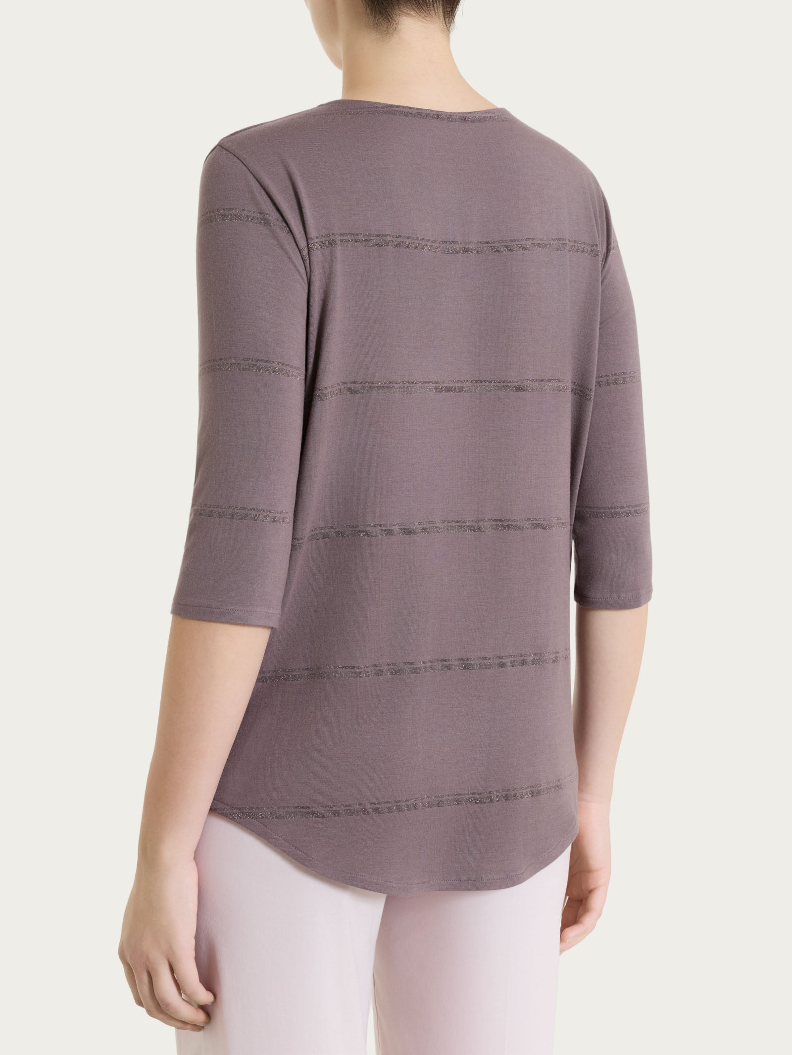 Maglietta a righe con collo a serafino in Viscosa Summer e Lurex Marroni Donna - Ragno