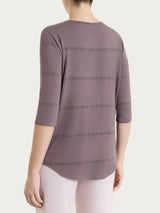 Maglietta a righe con collo a serafino in Viscosa Summer e Lurex Marroni Donna - Ragno