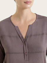 Maglietta a righe con collo a serafino in Viscosa Summer e Lurex Marroni Donna - Ragno