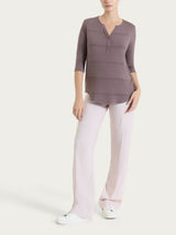 Maglietta a righe con collo a serafino in Viscosa Summer e Lurex Marroni Donna - Ragno