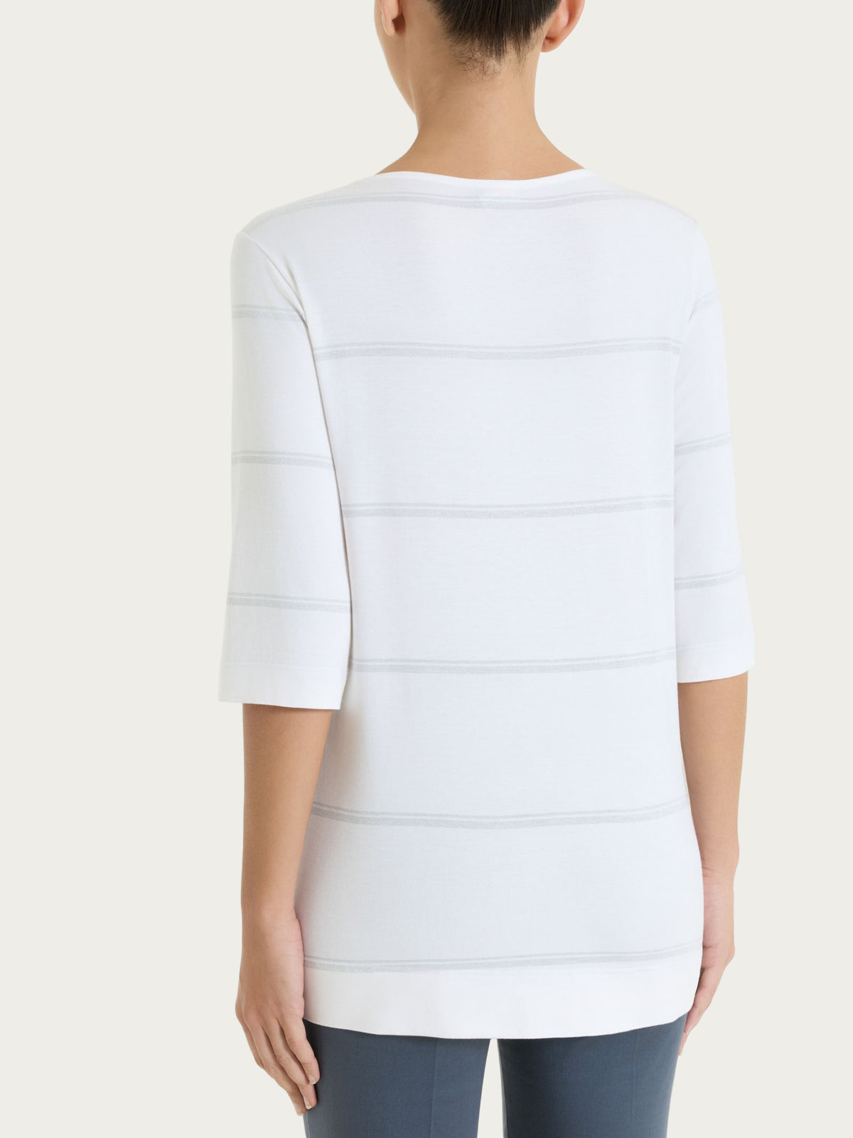 Maglietta a righe con manica 3/4 in Viscosa Summer e Lurex Bianchi Donna - Ragno