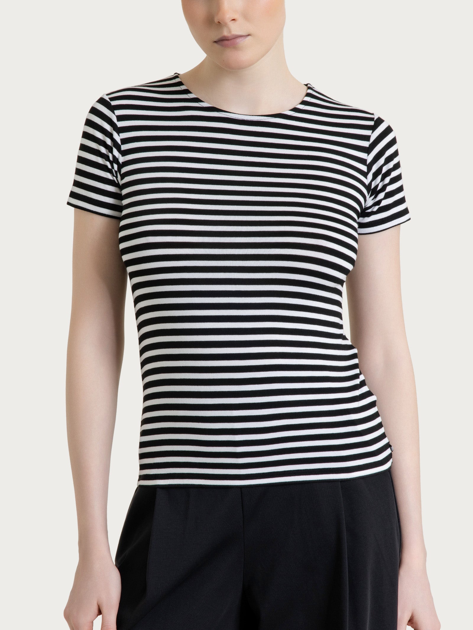 Maglietta skinny a righe in Viscosa Summer Neri Donna - Ragno