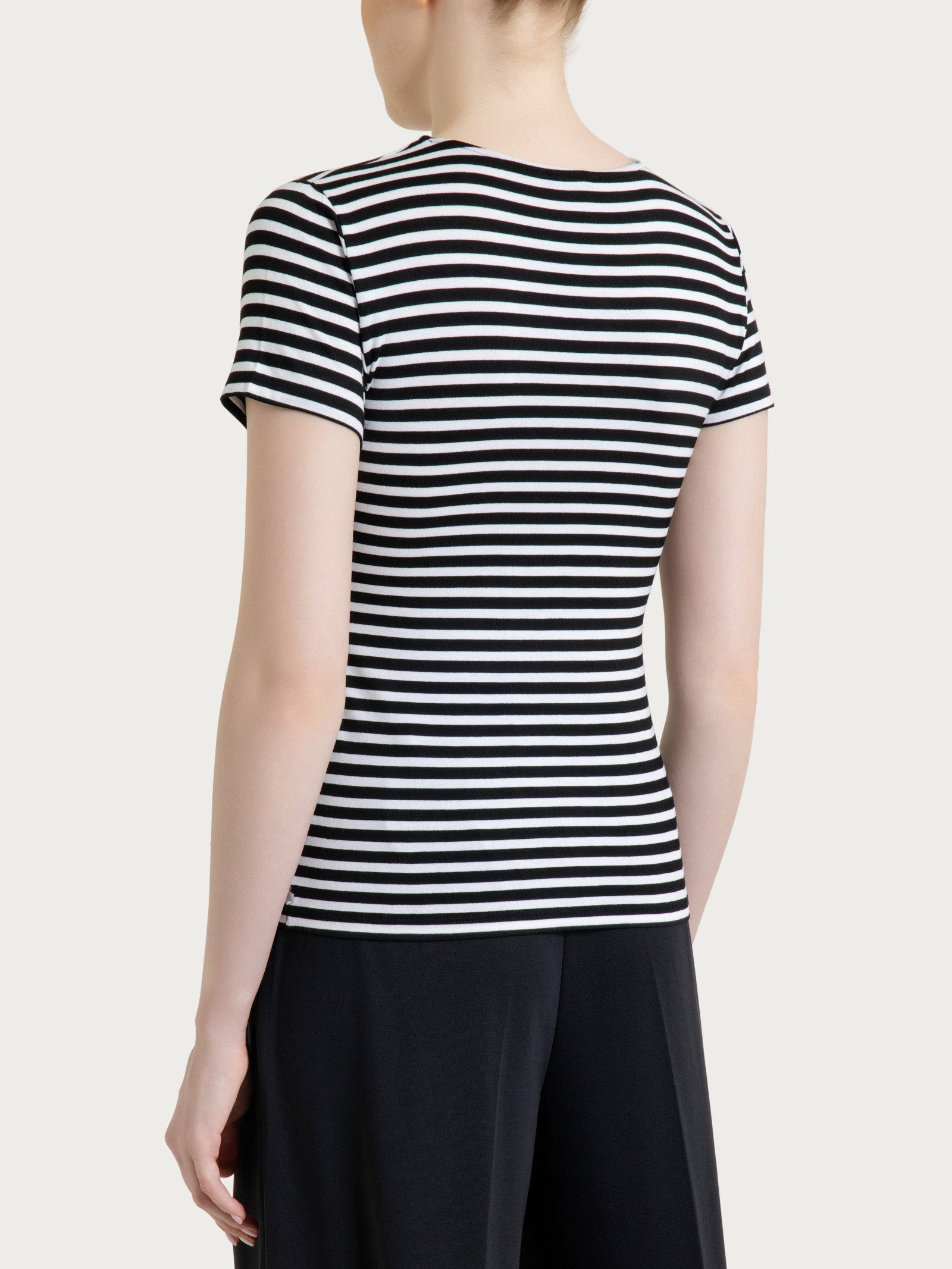 Maglietta skinny a righe in Viscosa Summer Neri Donna - Ragno