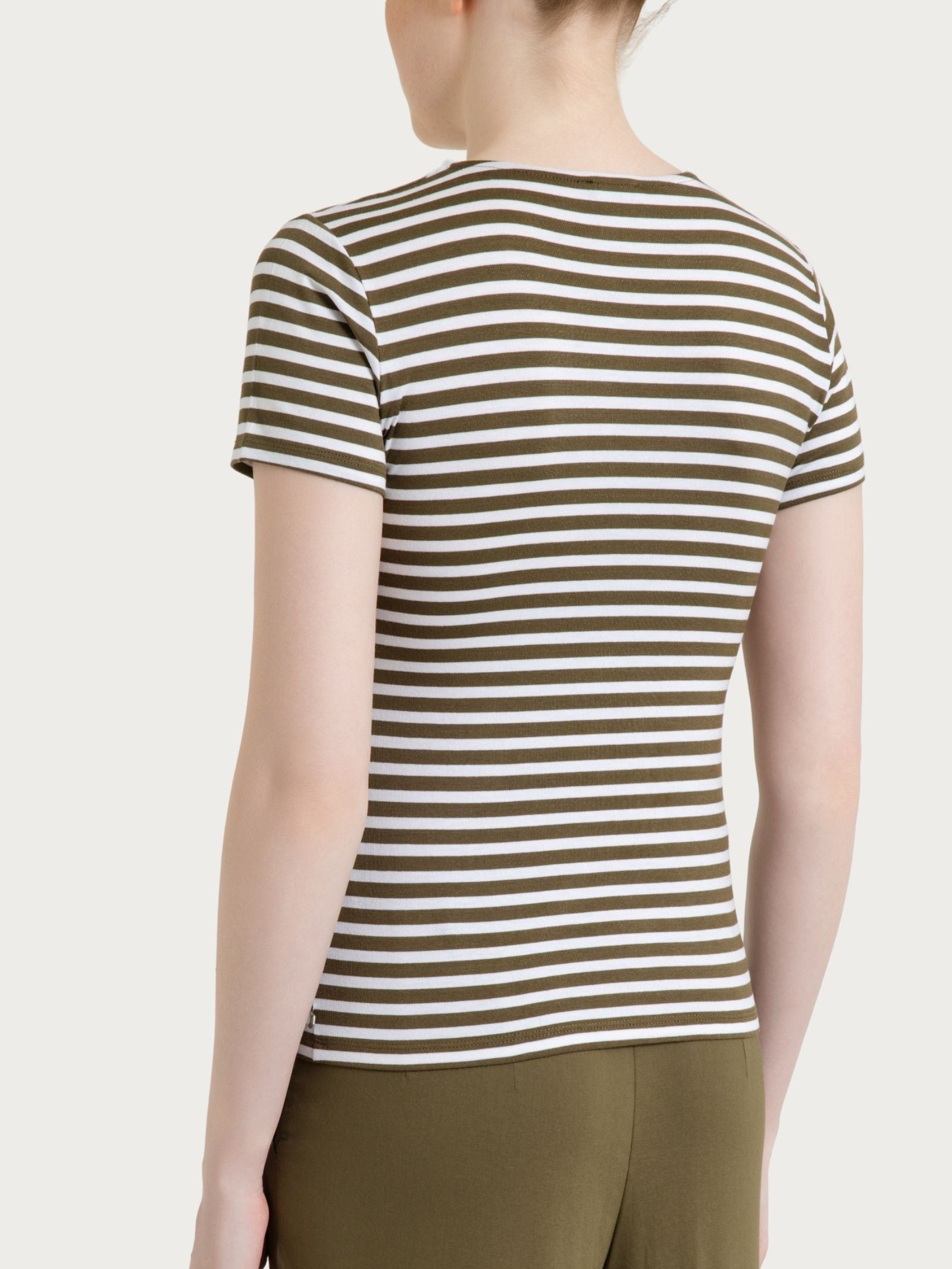 Maglietta skinny a righe in Viscosa Summer Verdi Donna - Ragno