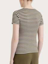 Grünes Damen Sommer Viskose gestreiftes Skinny T-Shirt - Ragno
