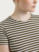 Grünes Damen Sommer Viskose gestreiftes Skinny T-Shirt - Ragno
