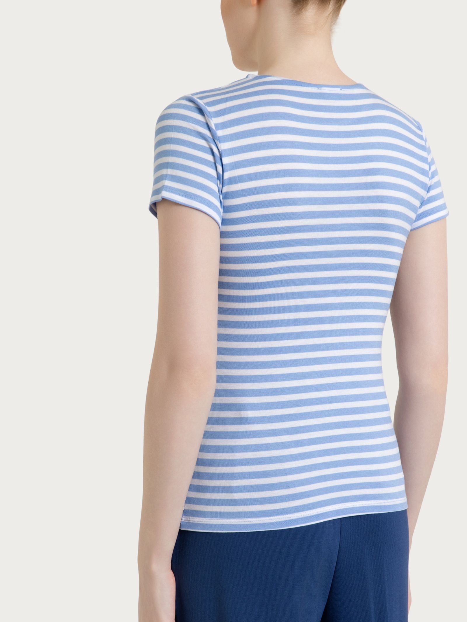 Maglietta skinny a righe in Viscosa Summer Azzurri Donna - Ragno