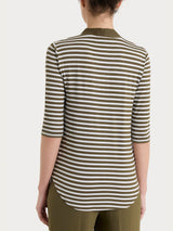 Maglietta con scollo a V a righe in Viscosa Summer Verdi Donna - Ragno