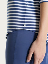 Maglietta con scollo a V a righe in Viscosa Summer Blu Donna - Ragno