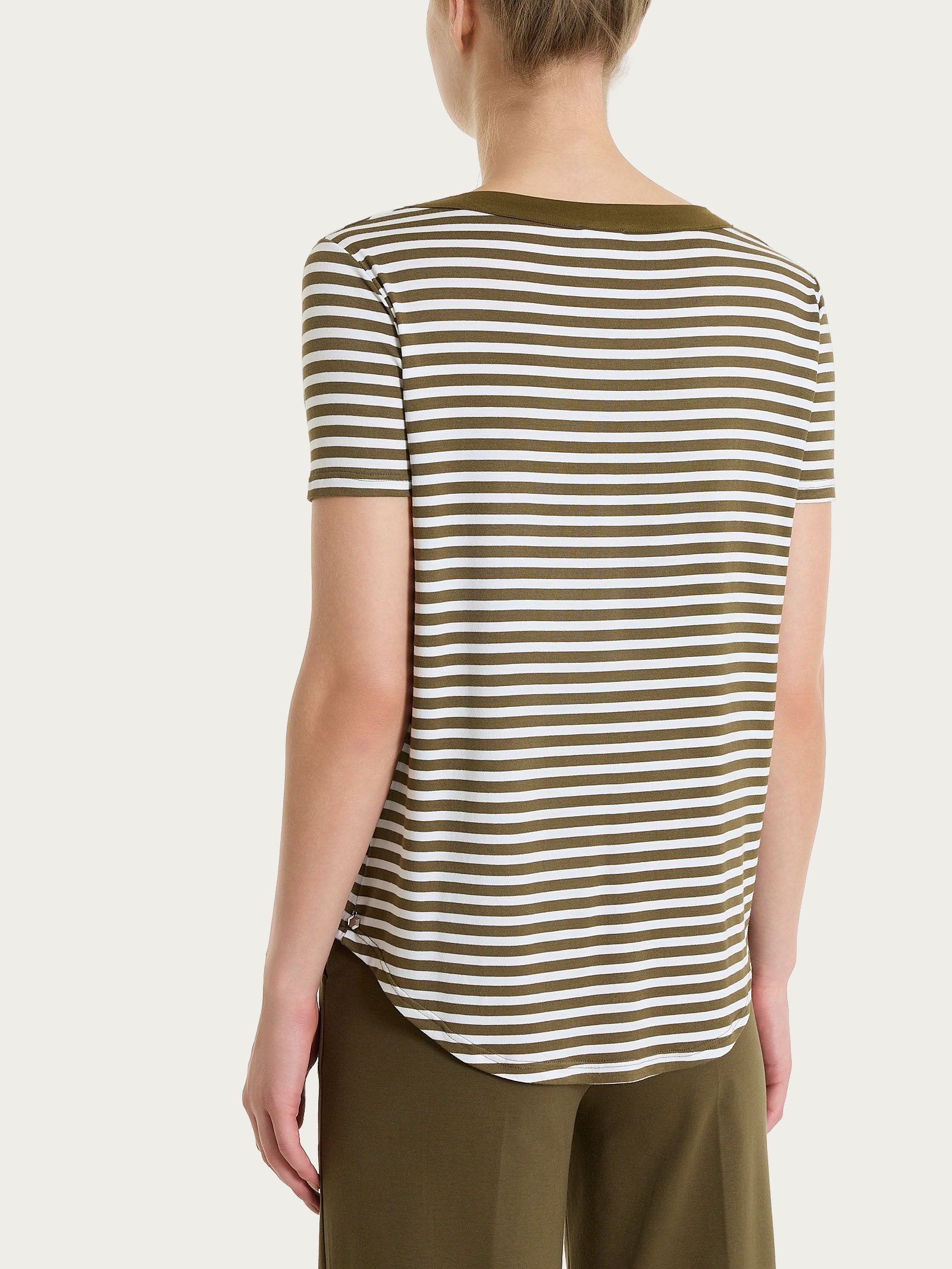 Maglietta girocollo a righe in Viscosa Summer Verdi Donna - Ragno