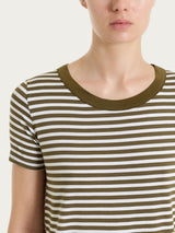 Maglietta girocollo a righe in Viscosa Summer Verdi Donna - Ragno