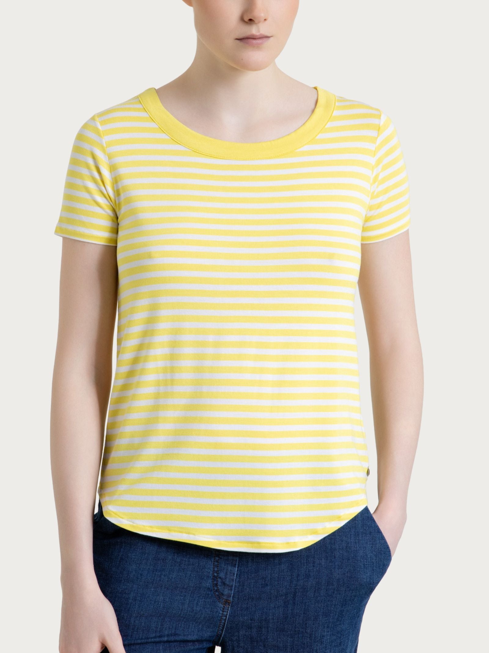 Maglietta girocollo a righe in Viscosa Summer Gialli Donna - Ragno