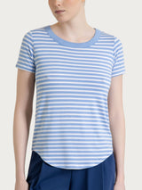 Maglietta girocollo a righe in Viscosa Summer Azzurri Donna - Ragno