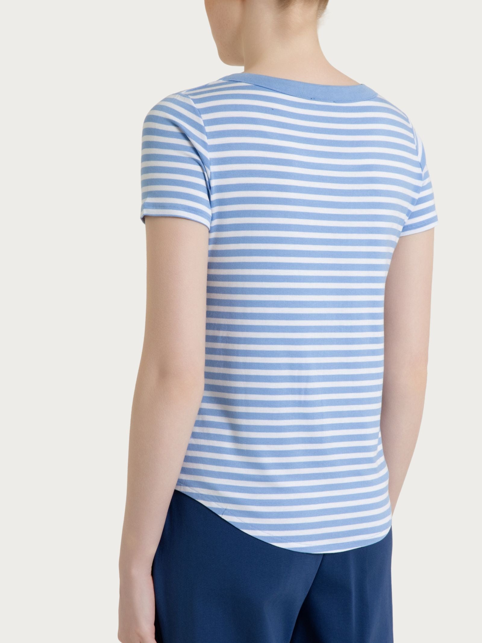 Maglietta girocollo a righe in Viscosa Summer Azzurri Donna - Ragno