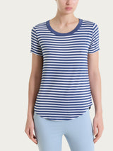 Maglietta girocollo a righe in Viscosa Summer Blu Donna - Ragno