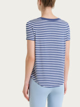 Maglietta girocollo a righe in Viscosa Summer Blu Donna - Ragno