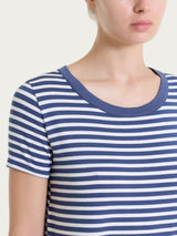 Maglietta girocollo a righe in Viscosa Summer Blu Donna - Ragno