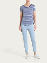 Maglietta girocollo a righe in Viscosa Summer Blu Donna - Ragno