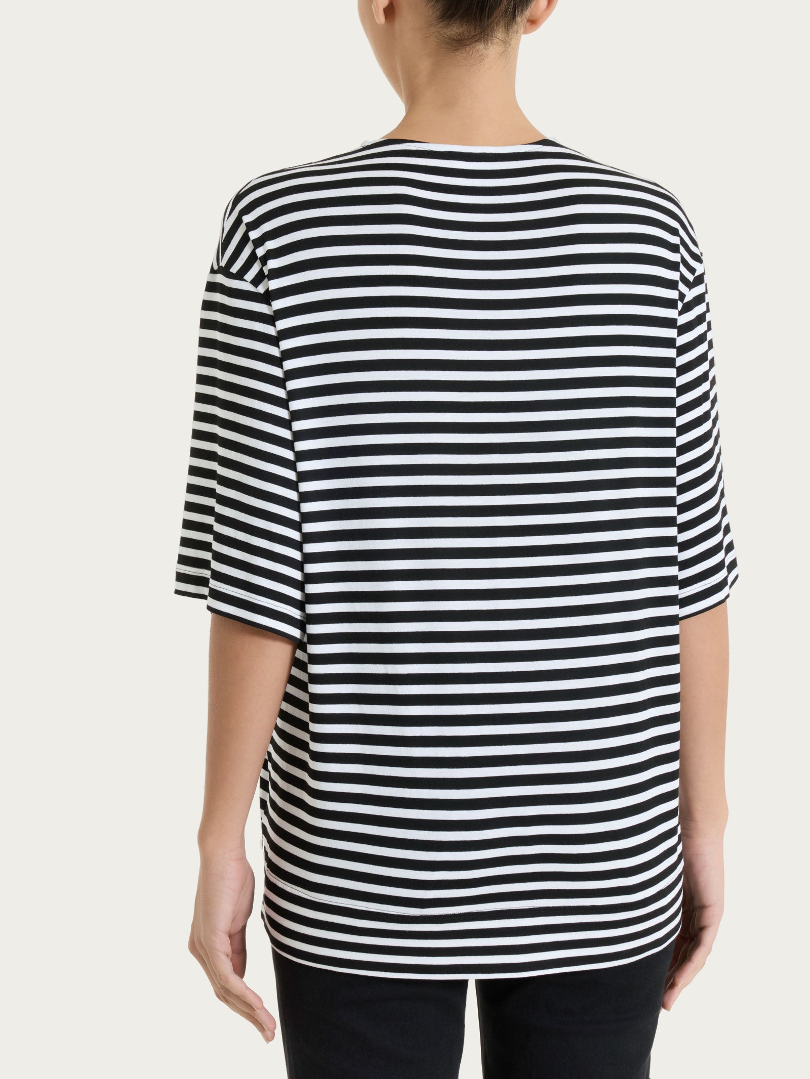 Maglietta boxy a righe in Viscosa Summer Neri Donna - Ragno