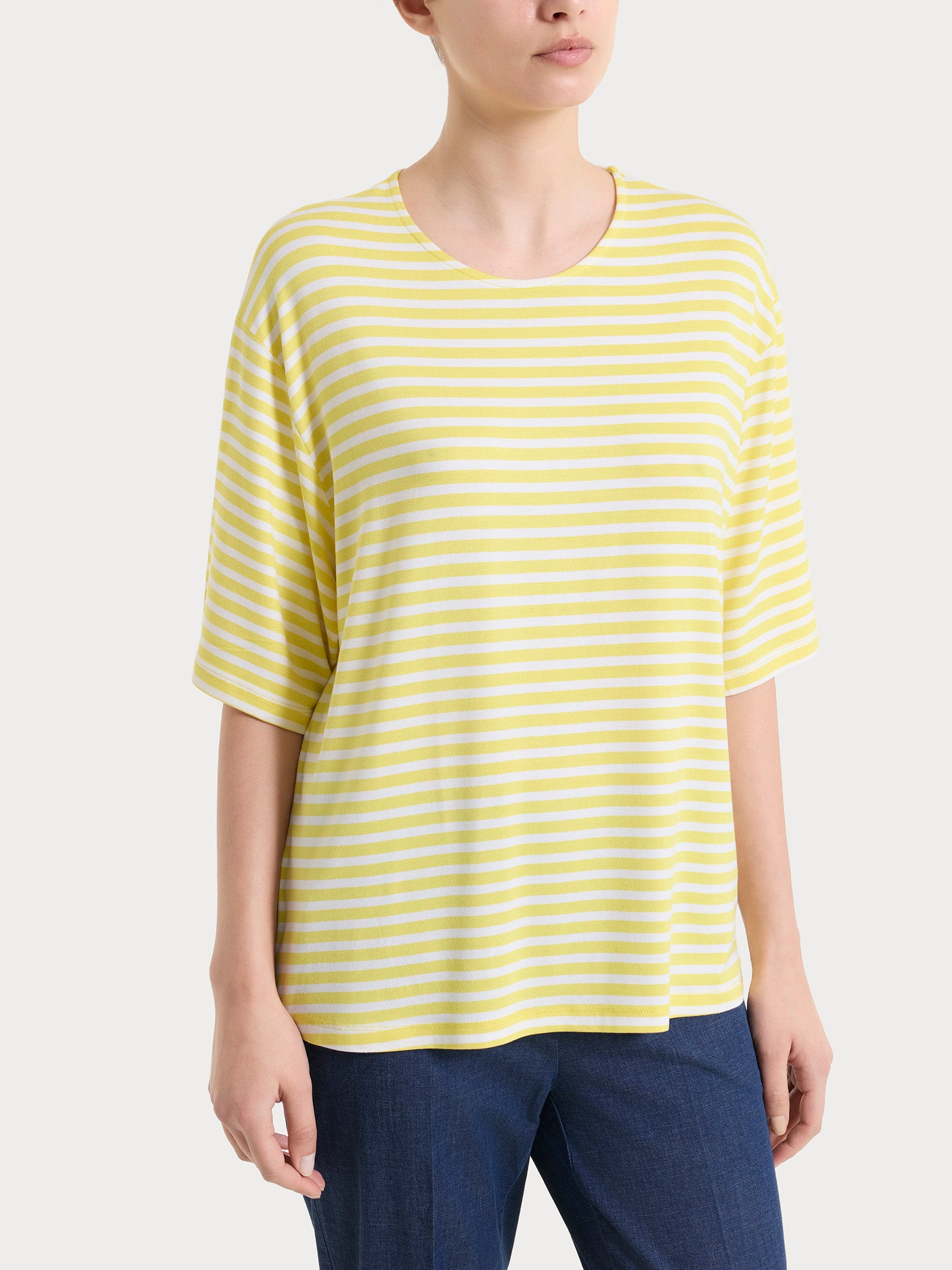 Maglietta boxy a righe in Viscosa Summer Gialli Donna - Ragno