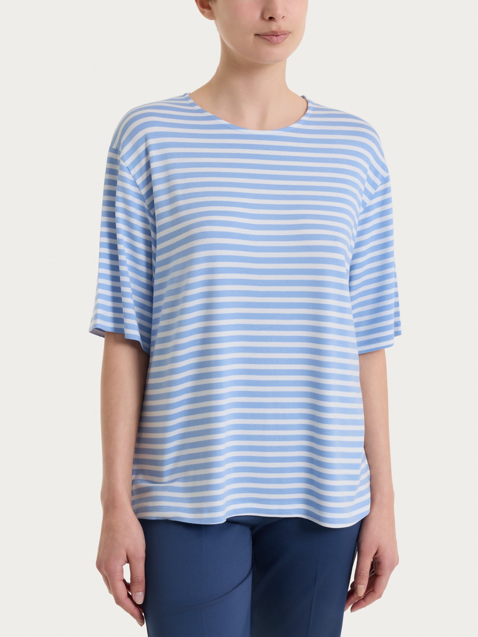 Maglietta boxy a righe in Viscosa Summer Azzurri Donna - Ragno