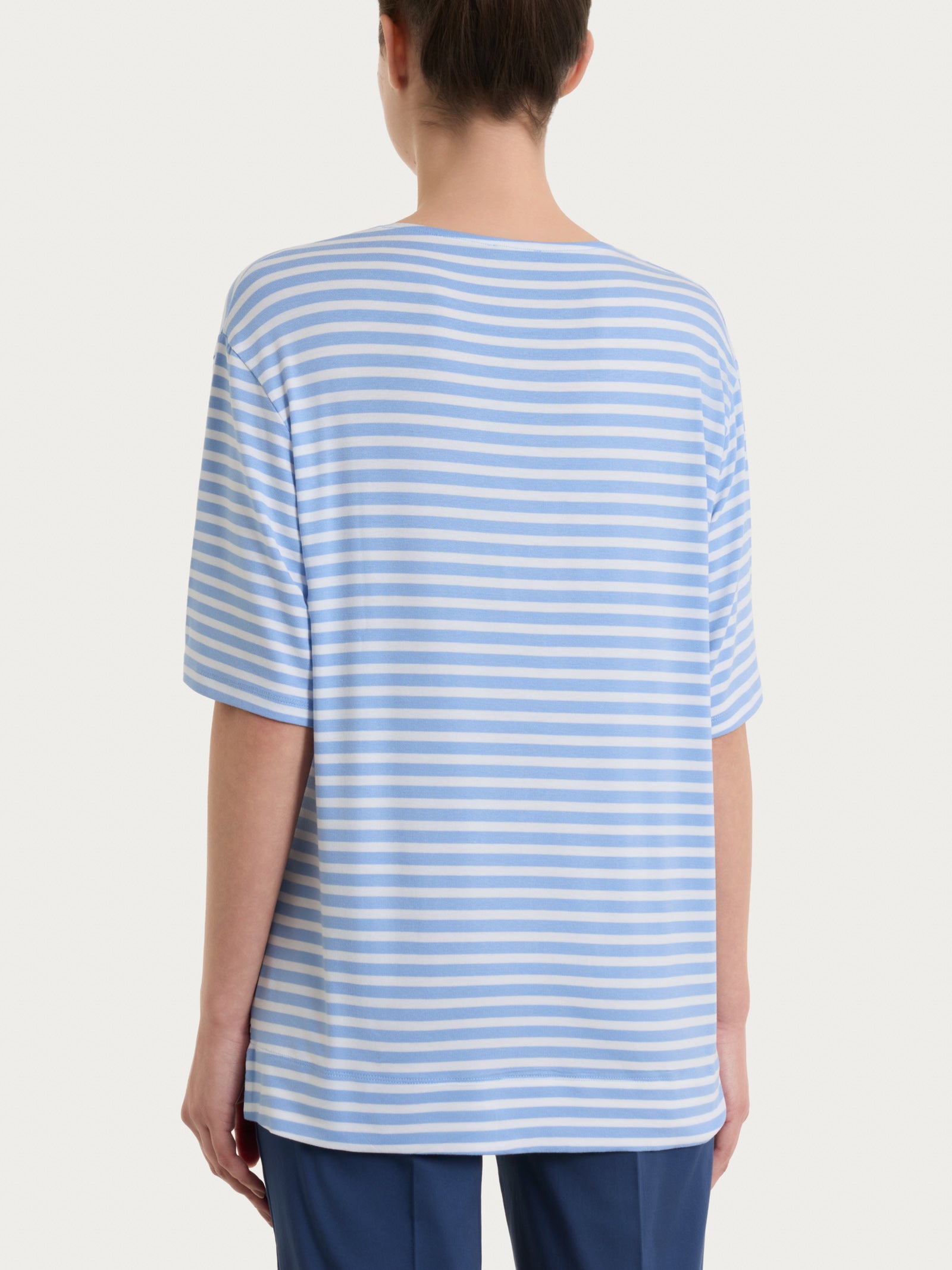 Maglietta boxy a righe in Viscosa Summer Azzurri Donna - Ragno