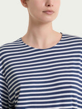 Maglietta boxy a righe in Viscosa Summer Blu Donna - Ragno