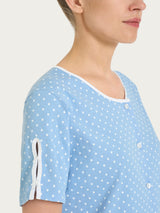 Pigiama aperto a pois in Jersey di cotone Azzurri Donna - Ragno