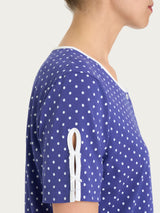 Pigiama aperto a pois in Jersey di cotone Blu Donna - Ragno