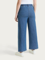 Jeans ampio con nervature e tasche in Light Denim Blu Donna - Ragno