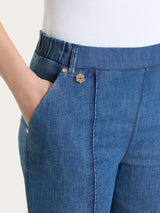 Jeans ampio con nervature e tasche in Light Denim Blu Donna - Ragno