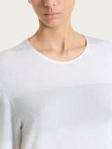 Maglietta girocollo con macro righe in Summer Light e Lurex Bianchi Donna - Ragno