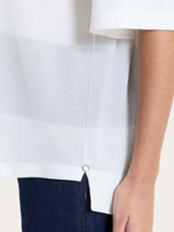 Maglietta girocollo con macro righe in Summer Light e Lurex Bianchi Donna - Ragno