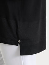 Maglietta girocollo con macro righe in Summer Light e Lurex Neri Donna - Ragno