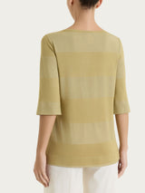 Maglietta con scollo a barchetta e macro righe in Summer Light e Lurex Verdi Donna - Ragno