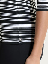 Maglietta a righe alternate con scollo a V in Viscosa Summer Neri Donna - Ragno