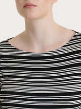 Maglietta a righe alternate con scollo a barchetta in Viscosa Summer Neri Donna - Ragno