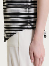 Maglietta a righe alternate con scollo a barchetta in Viscosa Summer Neri Donna - Ragno