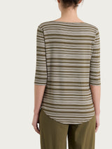 Maglietta a righe alternate con scollo a barchetta in Viscosa Summer Verdi Donna - Ragno