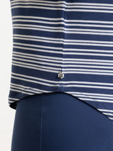 Maglietta a righe alternate con scollo a barchetta in Viscosa Summer Blu Donna - Ragno