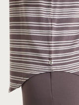 Brown Women's Summer Viscose Alternating Stripes Boatneck T-Shirt - Ragno