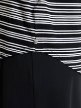 Maglietta girocollo a righe alternate in Viscosa Summer Neri Donna - Ragno